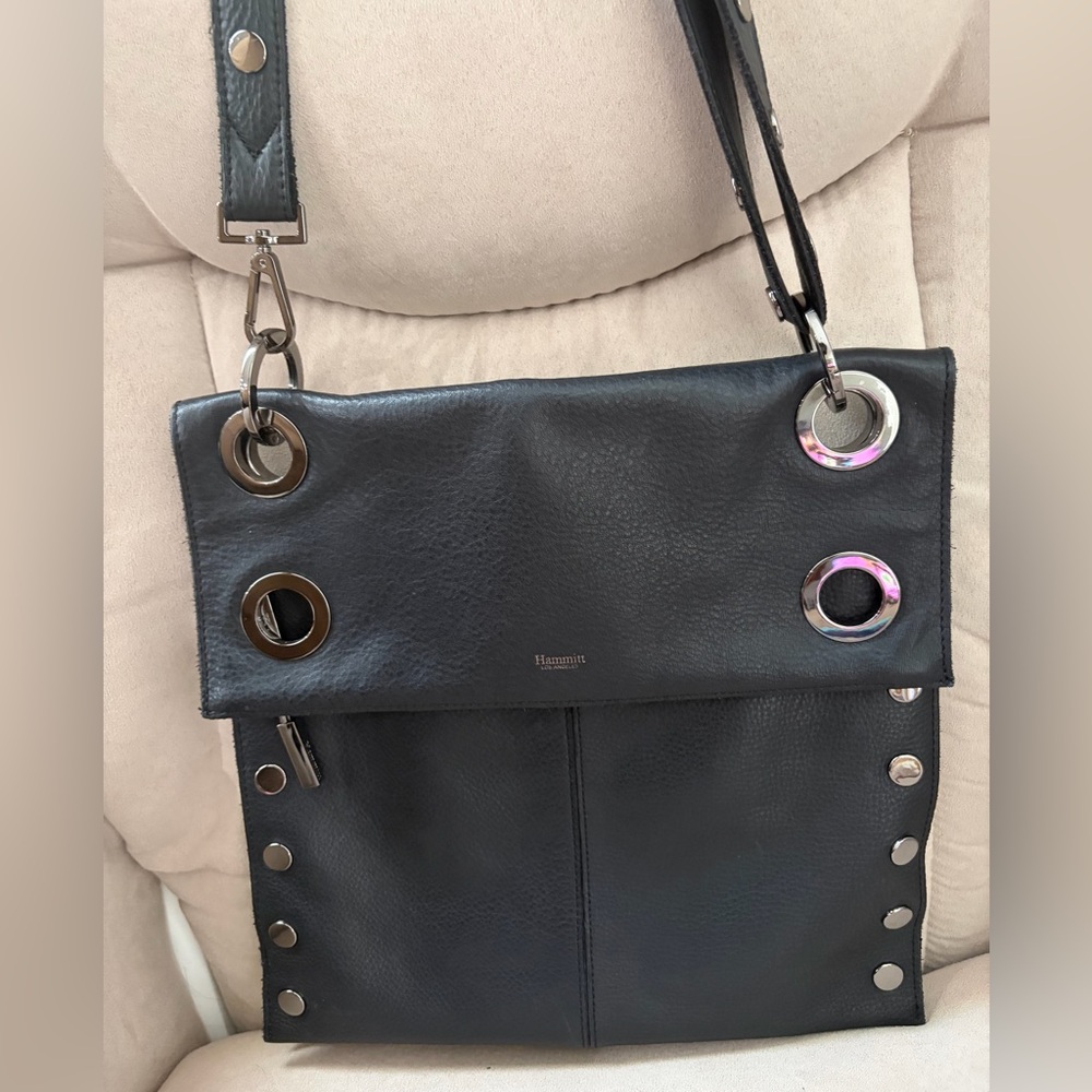 Hammitt Large Montana Adjustable Black Leather Shoulder/Crossbody Bag